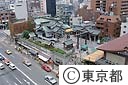 水天宮の全景、付近のビル屋上より