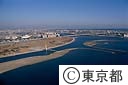 人工なぎさより、旧江戸川を望む（空撮）