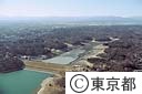 多摩湖、村山貯水池上（空撮）