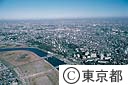丸子橋付近の多摩川（空撮）