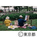 水元公園で 油絵を描く人たち