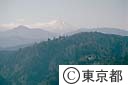 高尾山付近から見た富士山（空撮）