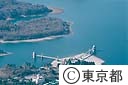 狭山湖の取水塔（空撮）