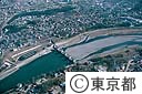 小作取水堰と多摩川（空撮）