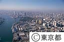 築地中央卸売市場と浜離宮（空撮）