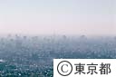 スモッグの都心（空撮）