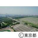 船の科学館より、お台場公園を見る。