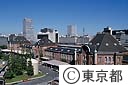 東京駅丸の内側全景　中央郵便局屋上より