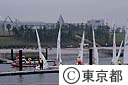 若洲海浜公園でヨットを訓練する若者たち