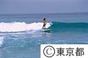 サーフィンをする若者