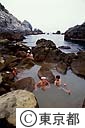 海中温泉に入浴する人達