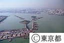 東京港連絡橋の工事（空撮）