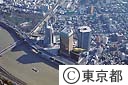隅田川ぞいの、再開発地域（空撮）