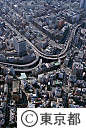 日本橋界隈と首都高速道路江戸橋インターチェンジ（空撮）