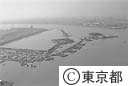 お台場海浜公園と東京港連絡橋工事（空撮）
