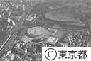 東京体育館と国立競技場（空撮）