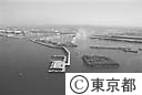 東京港連絡橋の工事（空撮）