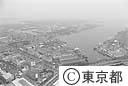 越中島のＩＨＩ工場付近（空撮）