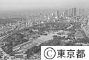 新宿御苑と高層ビル（空撮）