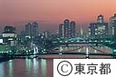 ライトアップされた清洲橋、永代橋