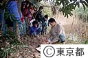 野鳥の死がいを調べるレンジャー