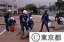 消防庁消防学校、人命救助用のロープの結索訓練