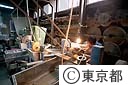 江戸切子をカットする仕事場