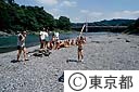 多摩川河原でのすいか割り