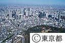 明治神宮上空から新宿