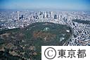 明治神宮上空から新宿