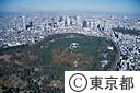 明治神宮上空から新宿