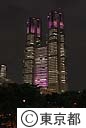 都庁舎ライトアップ（乳がん月間　ピンクリボン in 東京 ２００８）