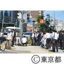 知事視察（自転車走行空間）