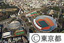 都内空撮（東京体育館（左）と国立競技場（右））