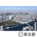 浜離宮恩賜庭園と旧築地市場（空撮）