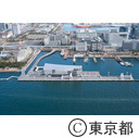 東京国際クルーズターミナルと解体中の船の科学館本館（空撮）